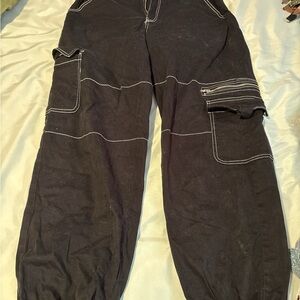 Women's Black Wide Leg Cargo Pants